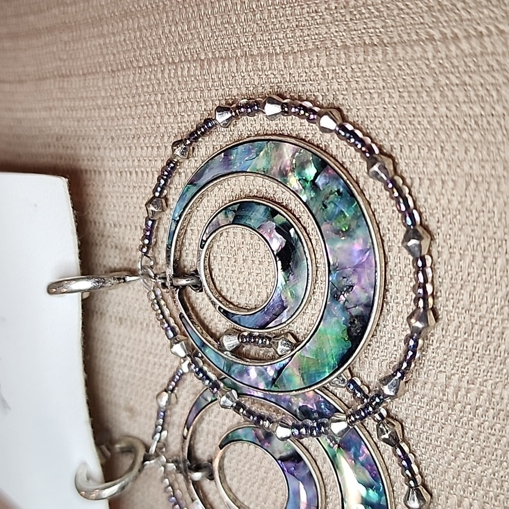 Free People Iridescent Abalone Hoop Drop Earrings - Picture 3 of 11